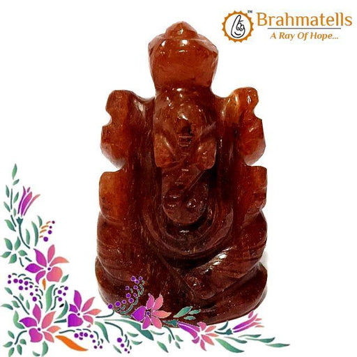 Sunstone Ganesha Idol: Radiate Positivity & Prosperity | Brahmatells - BrahmatellsStore