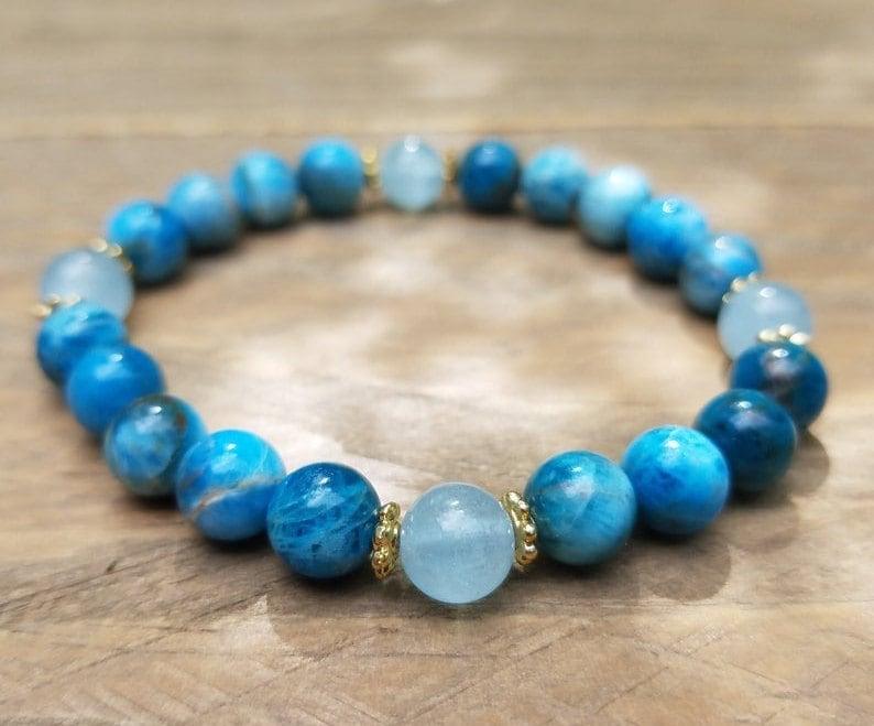 Throat Chakra Healing Bracelet - Apatite & Aquamarine | Brahmatells - BrahmatellsStore