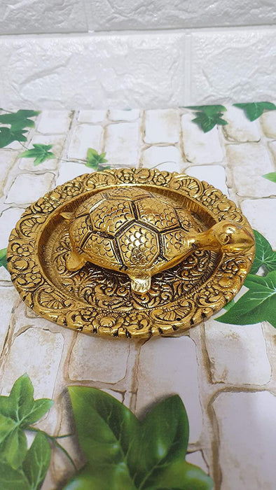Tortoise On Plate (Golden) - BrahmatellsStore
