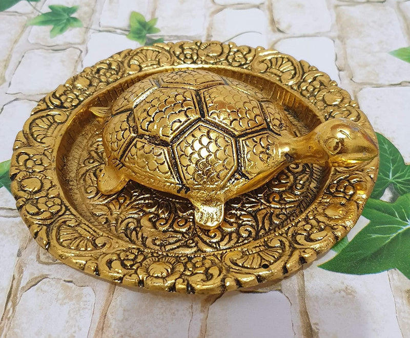 Tortoise On Plate (Golden) - BrahmatellsStore