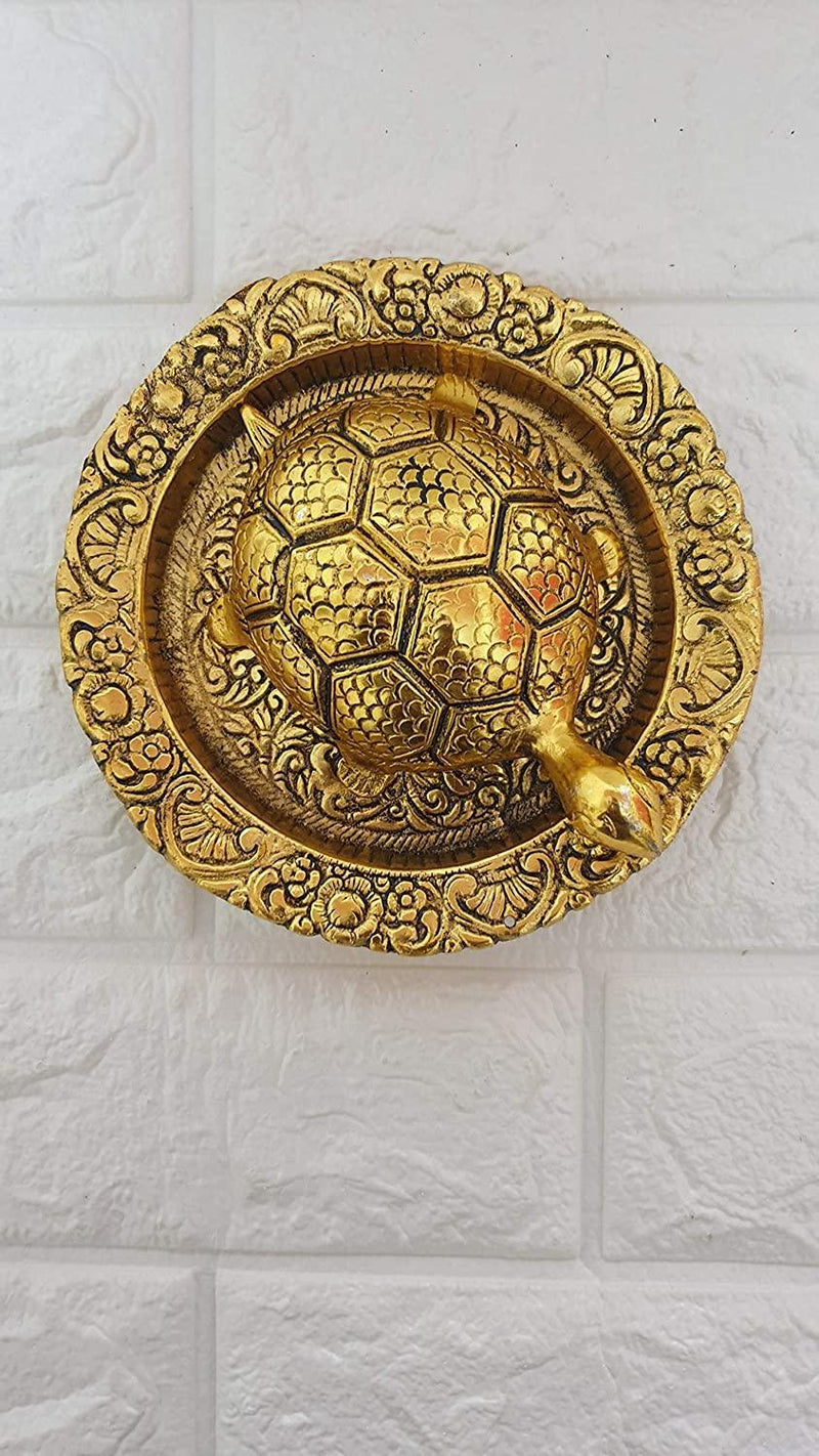Tortoise On Plate (Golden) - BrahmatellsStore