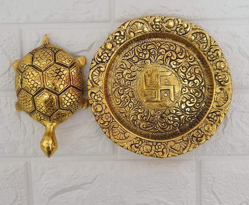 Tortoise On Plate (Golden) - BrahmatellsStore