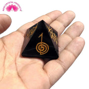 Tourmaline Reiki Symbol Natural Crystal Stone Pyramid for Reiki Healing/Grid and Aura Cleaning, Vastu Correction and Crystal Healing Stone - BrahmatellsStore