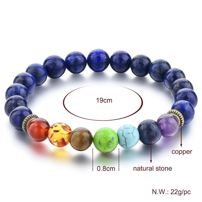 Triple Protection 7 Chakra Beads Bracelet - Balance & Harmony - BrahmatellsStore