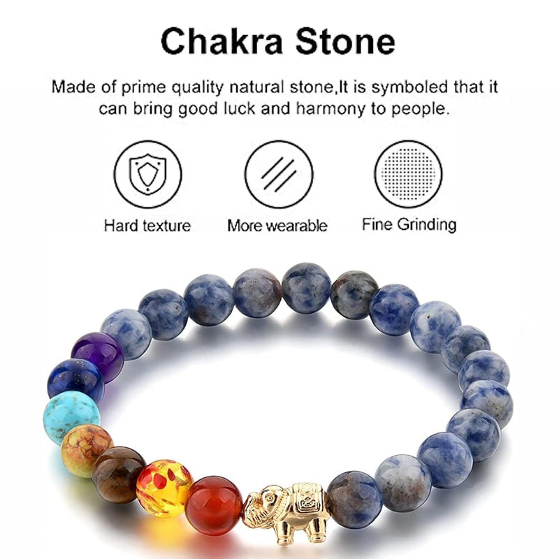 Triple Protection 7 Chakra Beads Bracelet - Balance & Harmony - BrahmatellsStore