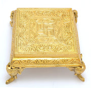 Two Moustaches Brass Elephant Pillar Swastika Pooja Chowki, Standard - BrahmatellsStore