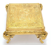 Two Moustaches Brass Elephant Pillar Swastika Pooja Chowki, Standard - BrahmatellsStore