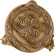 Two Moustaches Elephant Pillars Design Brass Pooja Chowki, Standard, Brown - BrahmatellsStore