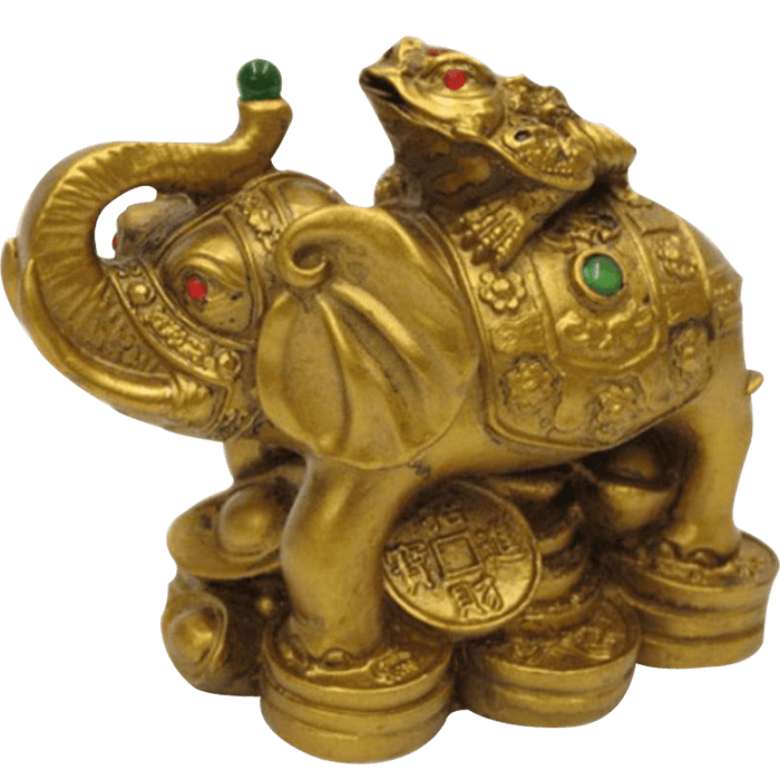 Vastu Feng Shui Money Frog On Elephant- Polyresin - BrahmatellsStore