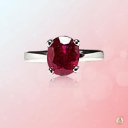 Vermilion Red Ruby Manak Oval Ring in Silver - Unleash Your Potential | Brahmatells - BrahmatellsStore