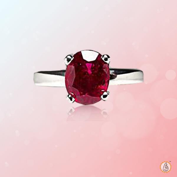 Vermilion Red Ruby Manak Oval Ring in Silver - Unleash Your Potential | Brahmatells - BrahmatellsStore