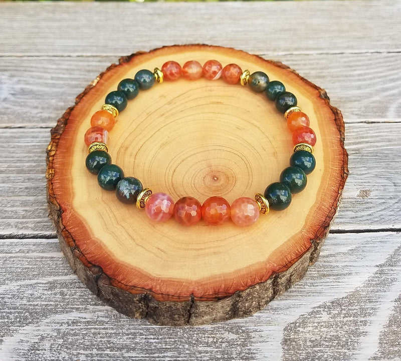 Vitality Bloodstone & Fire Agate Bracelet | Brahmatells - BrahmatellsStore