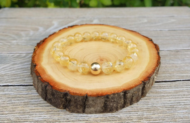 Wealth and Prosperity Bracelet - Abundance, Success, Citrine, Gold-Filled Bead - BrahmatellsStore