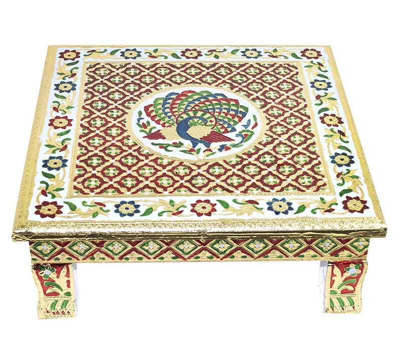 Wood Pooja Chowki (Multicolour ) - BrahmatellsStore