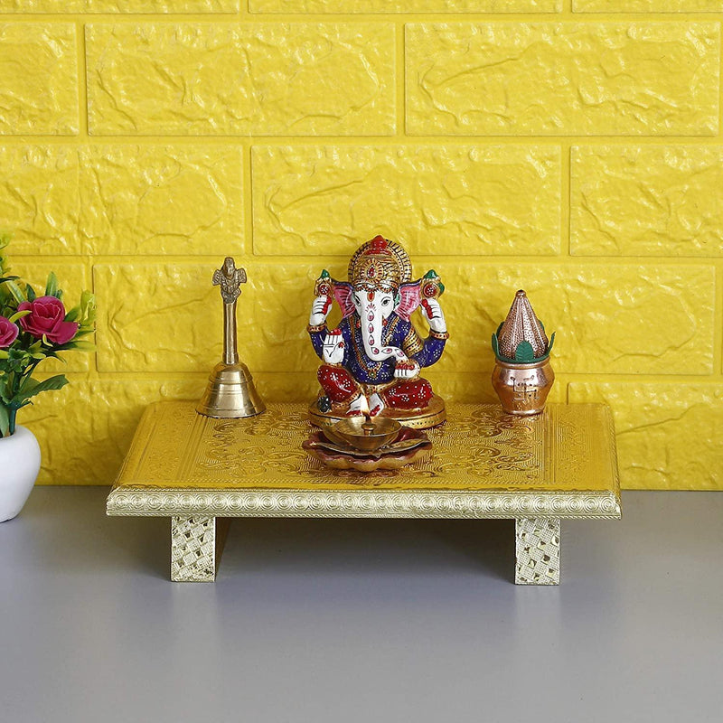 Wood Pooja Chowki (Multicolour ) - BrahmatellsStore