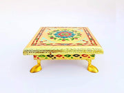 Wooden Bajot Chowki Handcrafted Multicolor Handmade (Small) - BrahmatellsStore