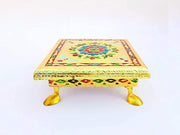 Wooden Bajot Chowki Handcrafted Multicolor Handmade (Small) - BrahmatellsStore