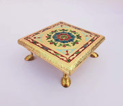 Wooden Bajot Chowki Handcrafted Multicolor Handmade (Small) - BrahmatellsStore