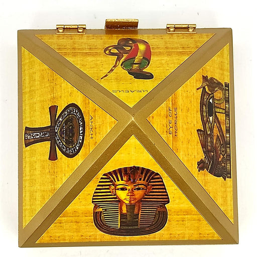 Wooden Vastu Pyramid Wish, Cash, Reiki Box with Egyptian Symbol - BrahmatellsStore