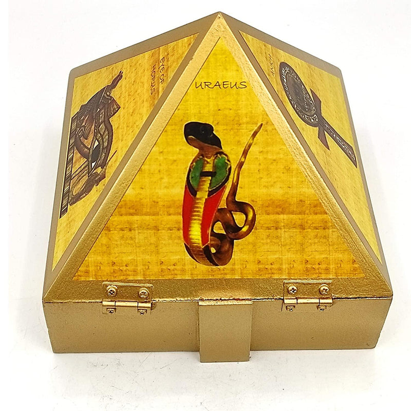 Wooden Vastu Pyramid Wish, Cash, Reiki Box with Egyptian Symbol - BrahmatellsStore