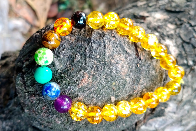 Yellow Sapphire stone with 7 chakra bracelet - BrahmatellsStore