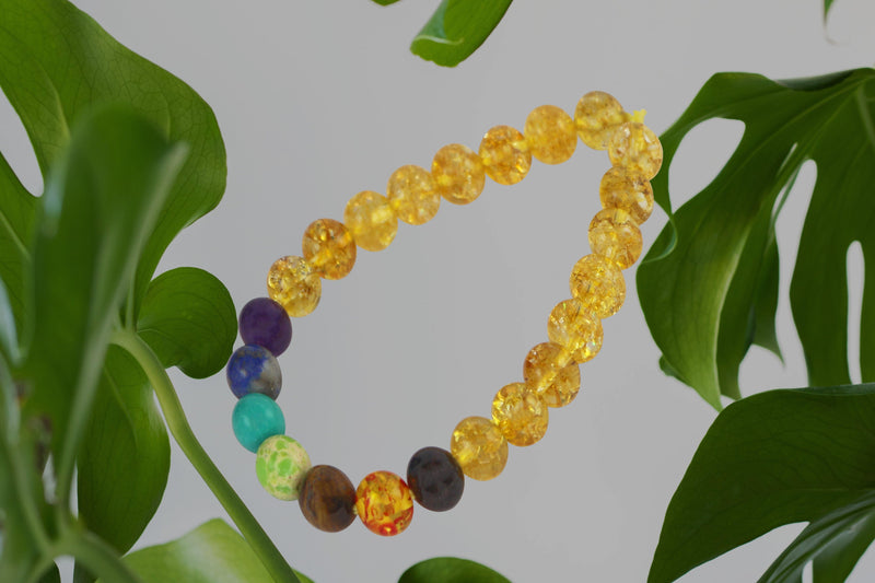 Yellow Sapphire stone with 7 chakra bracelet - BrahmatellsStore