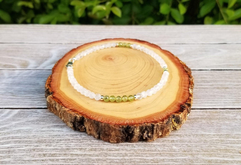 Abundance & Prosperity Anklet: Peridot & Moonstone | Brahmatells - BrahmatellsStore